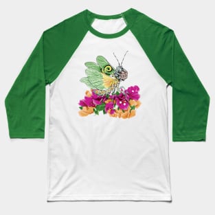 Original White and Green Butterfly Praying Mantis on orange and Purple Tulips sipping on some Tea Baseball T-Shirt